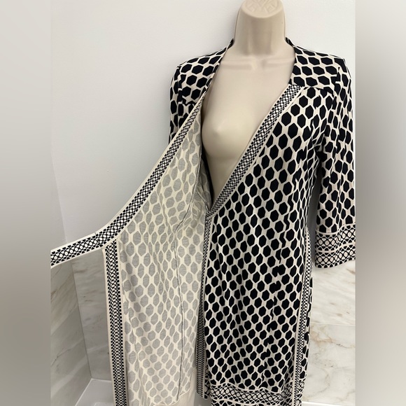 Diane Von Furstenberg Tallulah Silk Wrap Black & White Geometric Dress - Picture 14 of 16